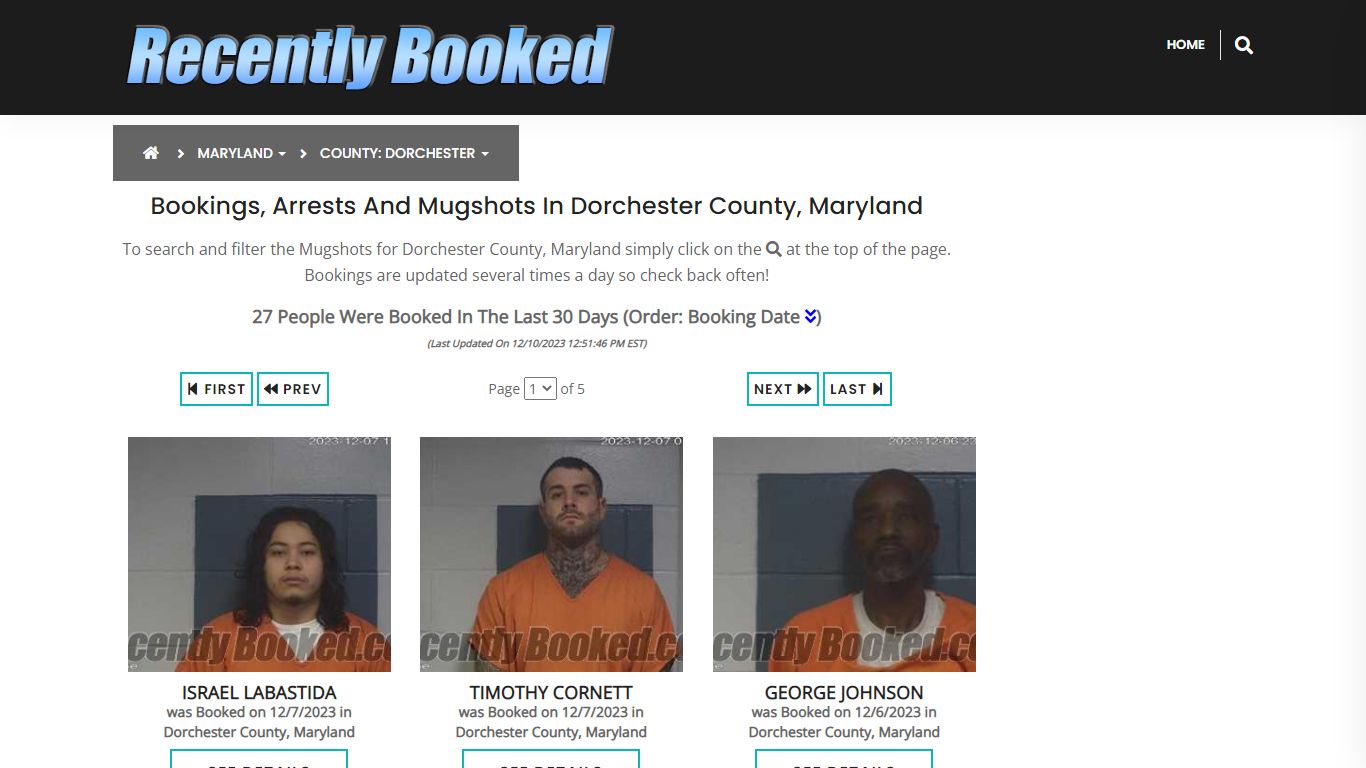 Bookings, Arrests and Mugshots in Dorchester County, Maryland